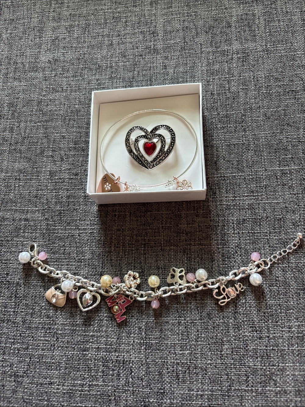 Silver Heart Pendant Necklace with Red Crystal Accent